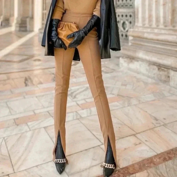 Zara Split Leg Hi-Rise Pull-On Legging Tan Size Small - Picture 3 of 14